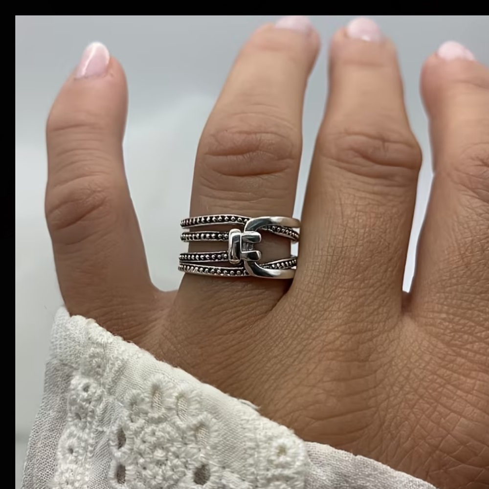 Layered Knot Silver Cuff Ring 3 pack